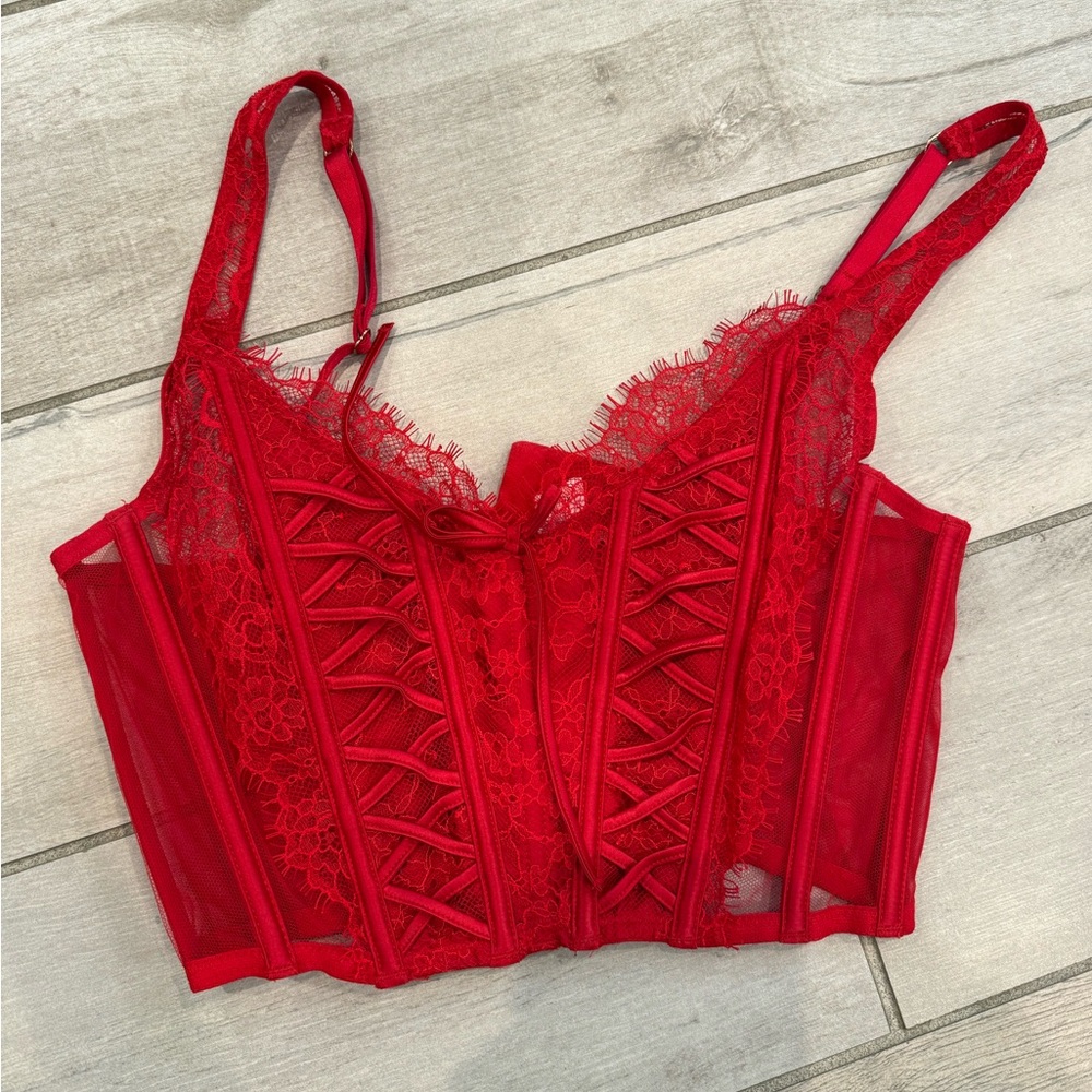 Red Victoria’s Secret Corset Top Bustier Size XS NWT